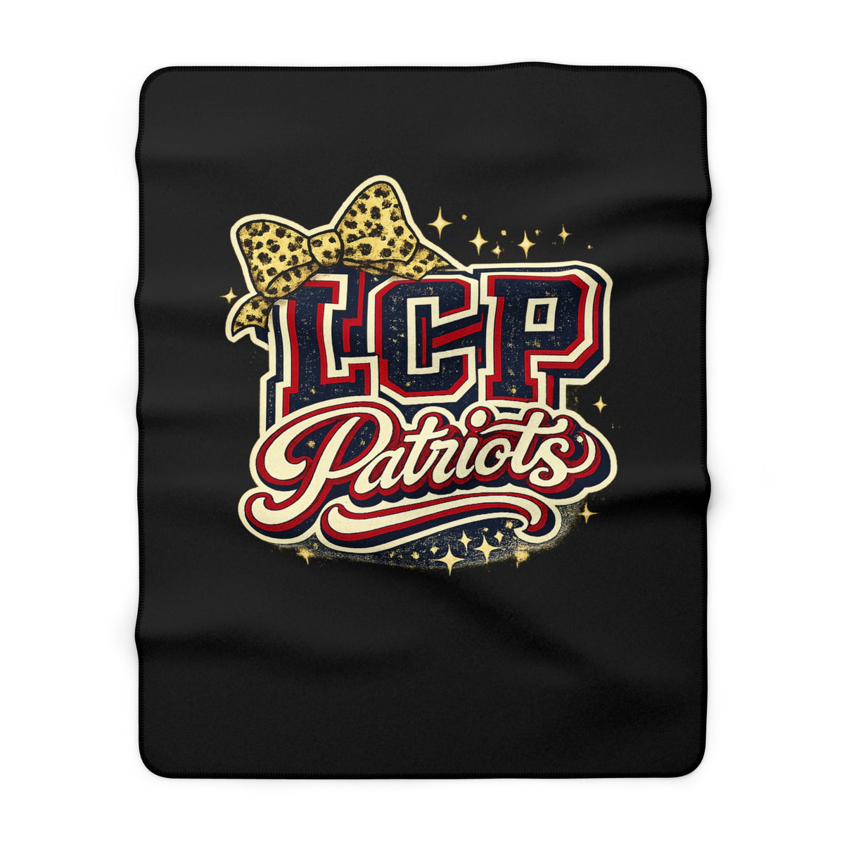 LCP Patriots Leopard Bow Sherpa Blanket