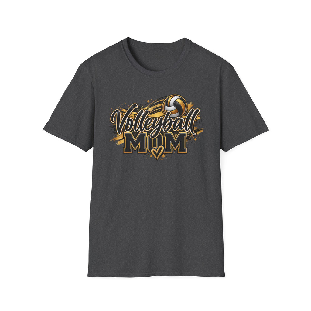 Custom Volleyball Mom T-Shirt — Bold Gold & Black Volleyball Graphic