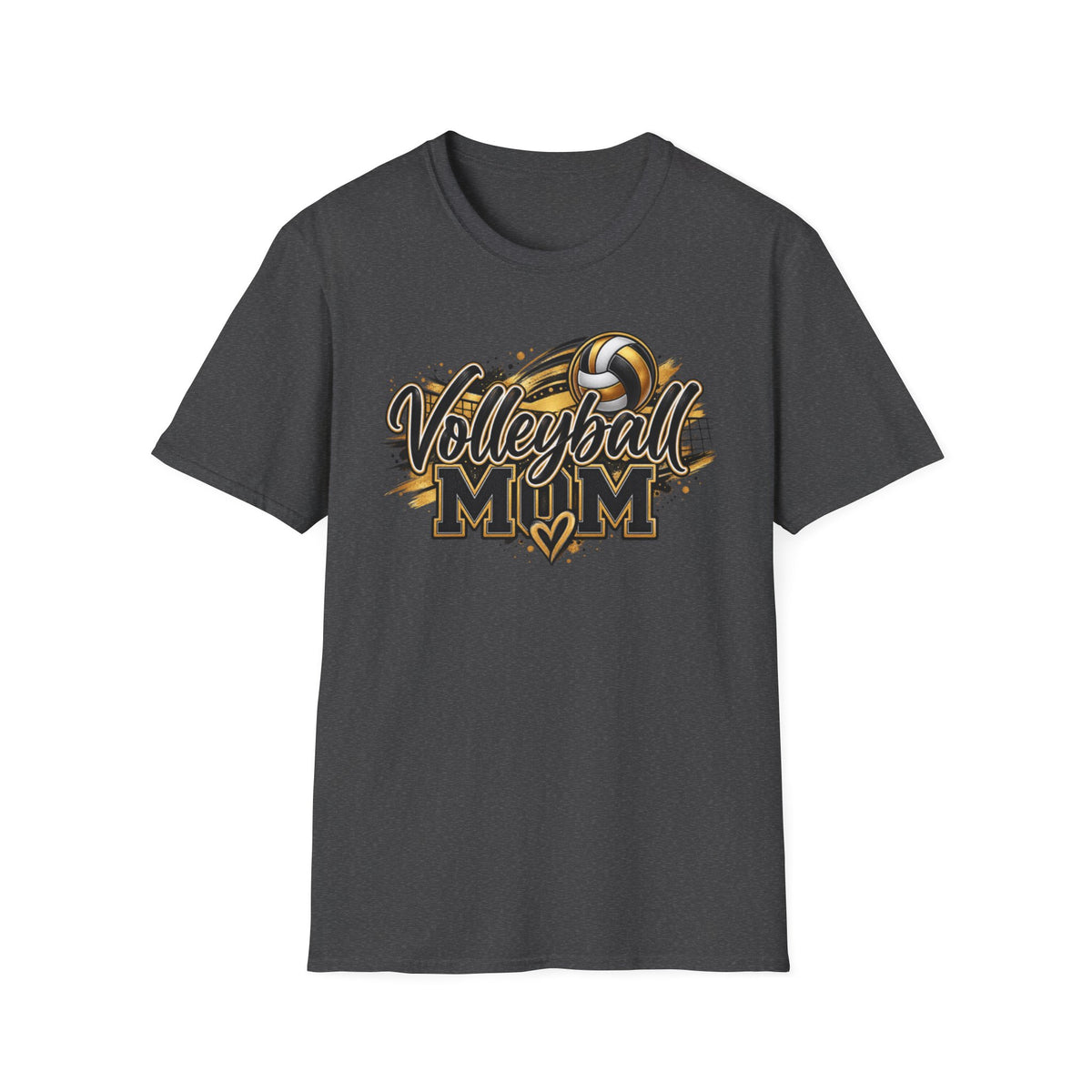 Custom Volleyball Mom T-Shirt — Bold Gold & Black Volleyball Graphic