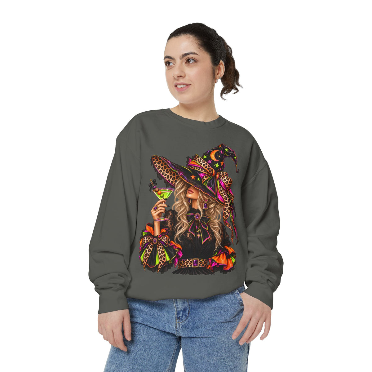 Witchy Halloween Sweatshirt — Colorful Boho Witch Graphic