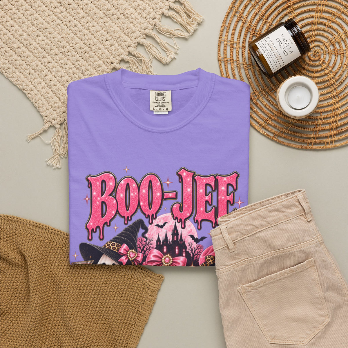 Women Comfort Colors Boo-Jee Halloween Ghost Trio T-Shirt