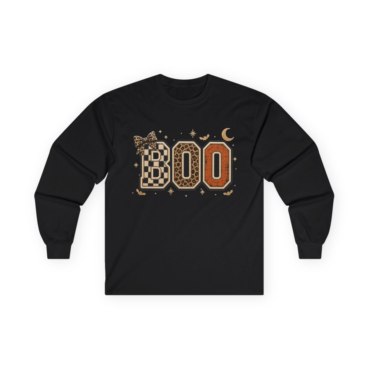 Women Halloween "BOO" Long Sleeve Tee