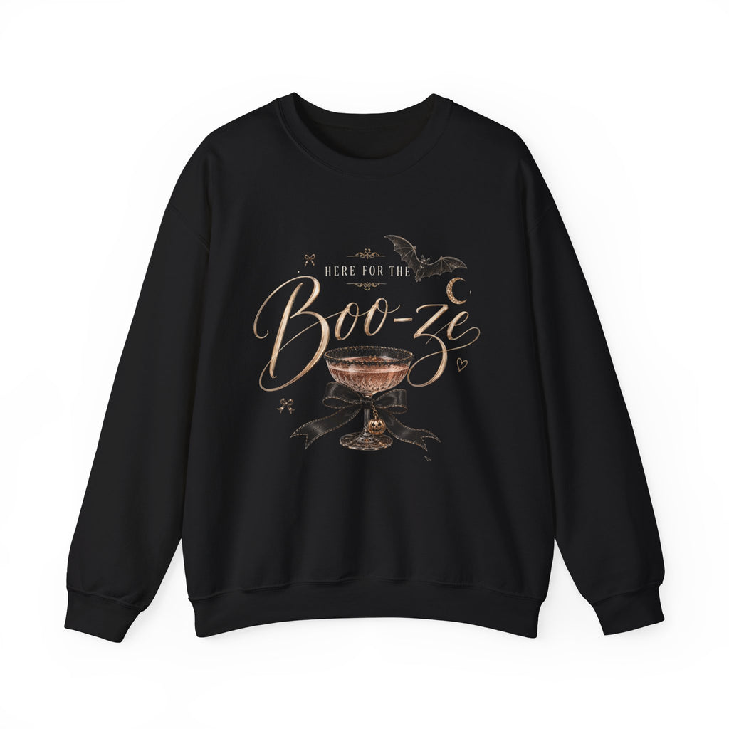 Women "Here for the Boo-ze" Ghost Cocktail Crewneck