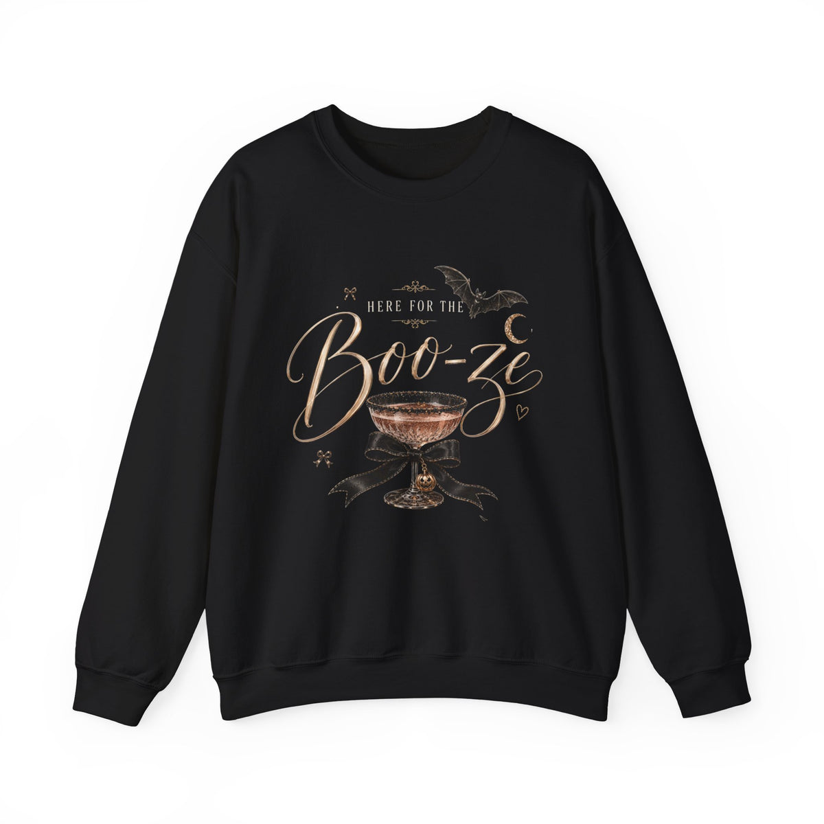 Women "Here for the Boo-ze" Ghost Cocktail Crewneck