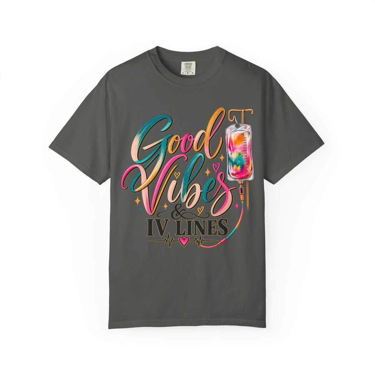 Women Comfort Colors Good Vibes & IV Lines T-Shirt