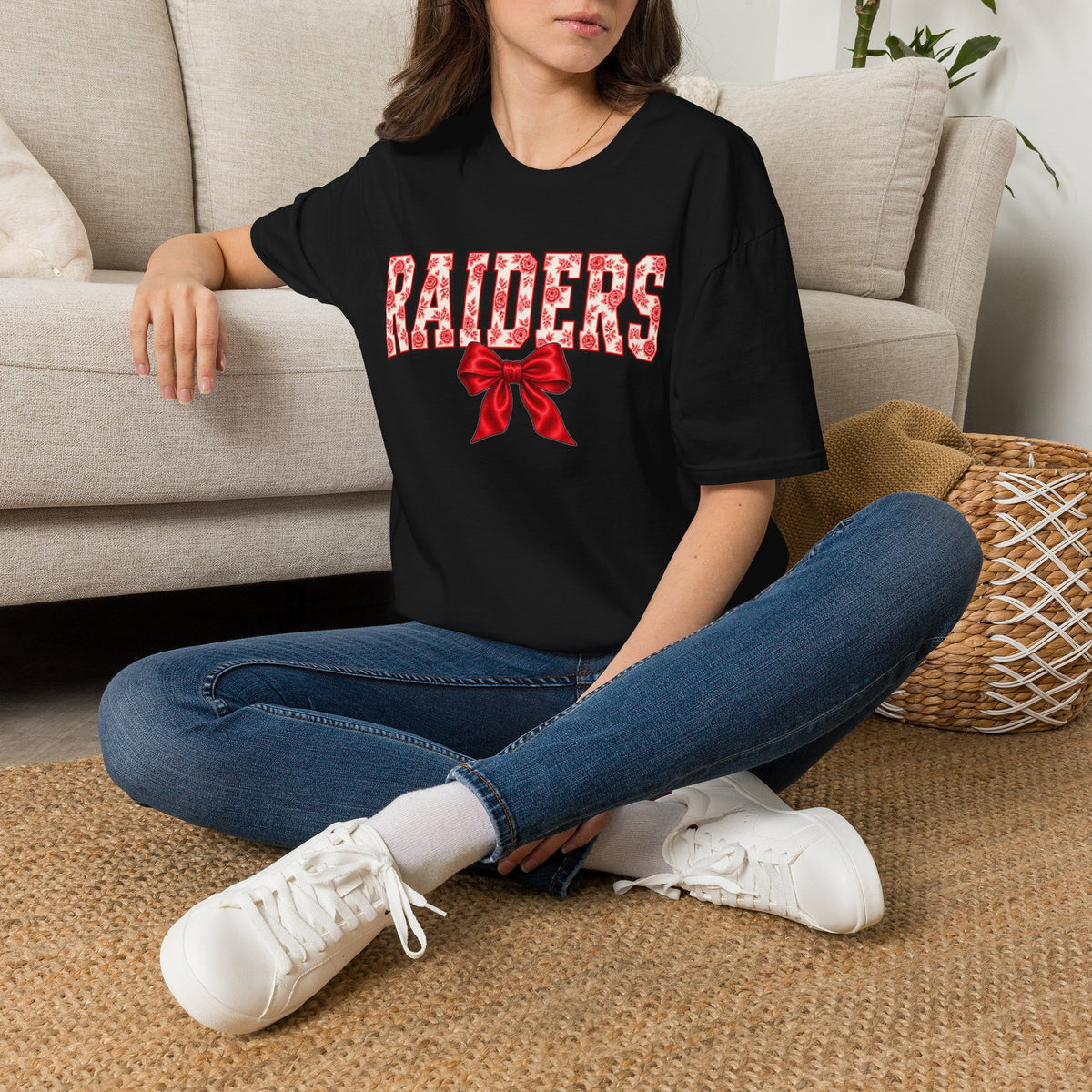 Women Raiders Floral Bow T-Shirt