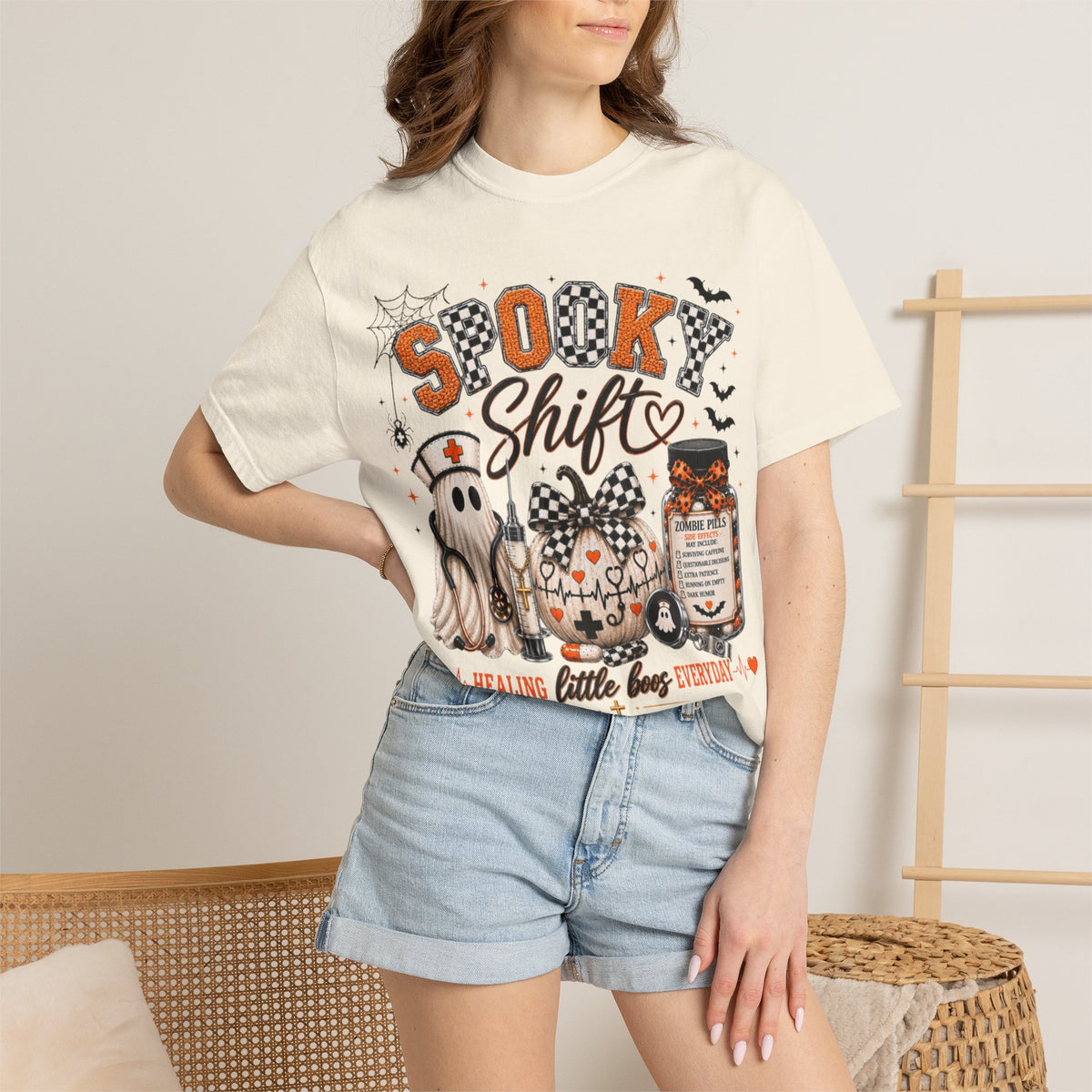 Women Comfort Colors Spooky Nurse Halloween T-Shirt