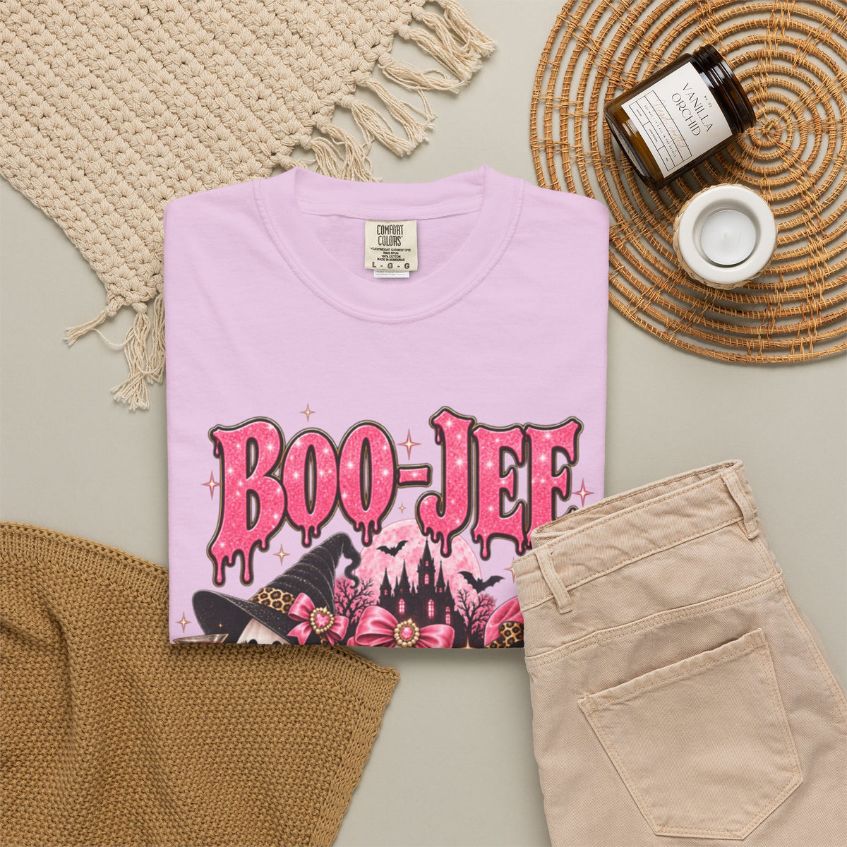 Women Comfort Colors Boo-Jee Halloween Ghost Trio T-Shirt