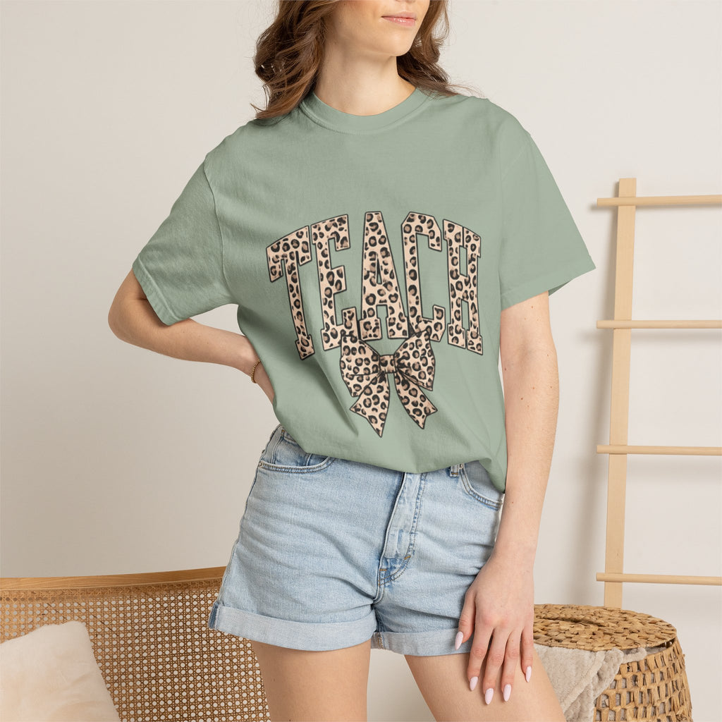Teacher Leopard Print Bow T-Shirt