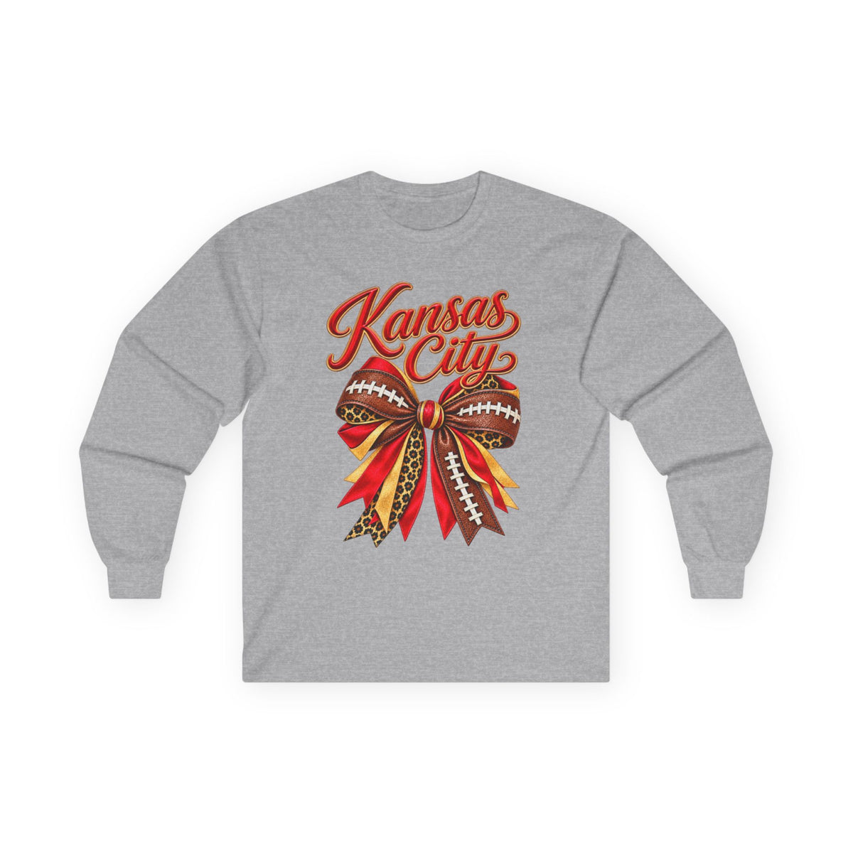 Women Kansas City Football Bow Long Sleeve Tee
