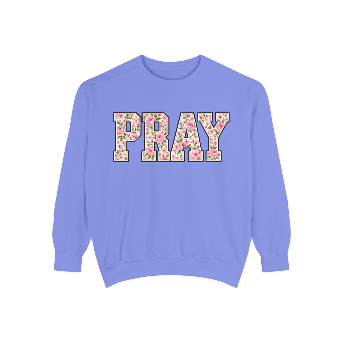 Women Comfort Colors Pray Floral Sweatshirt