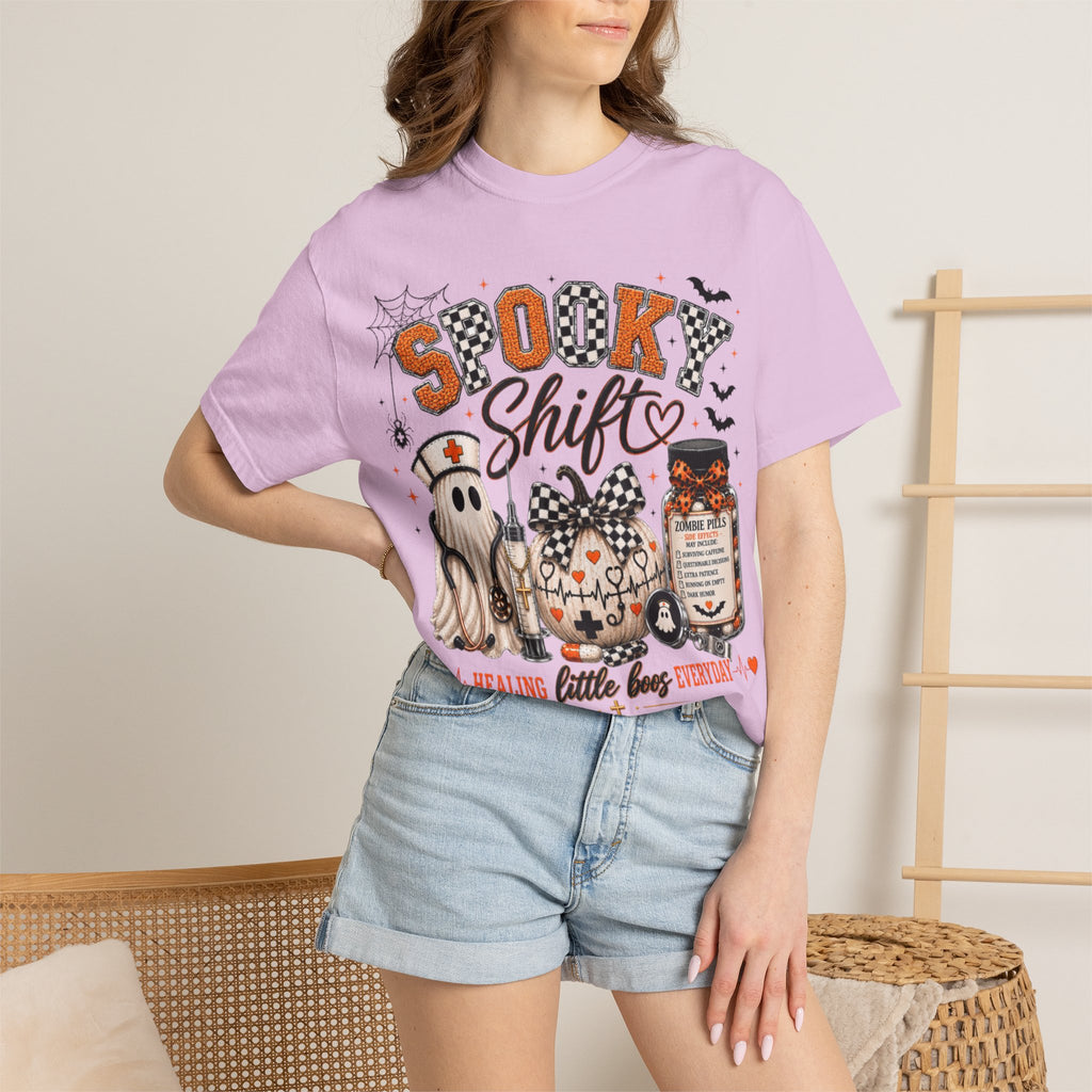 Women Comfort Colors Spooky Nurse Halloween T-Shirt
