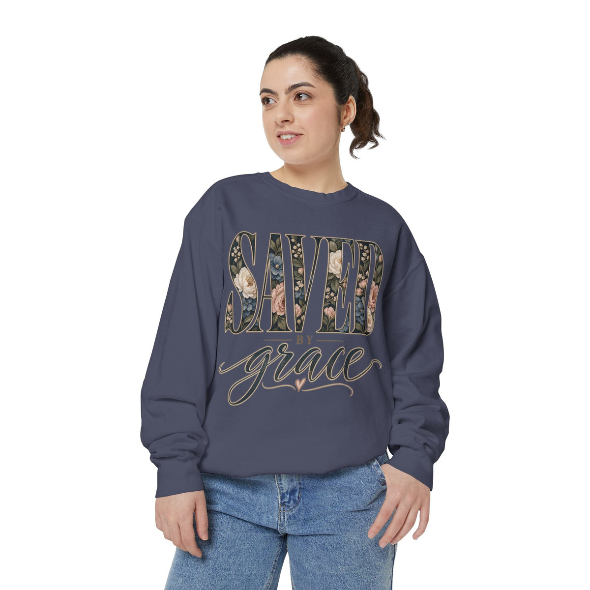 Women Saved by Grace Faith-Inspired Sweatshirt- Comfort Colors