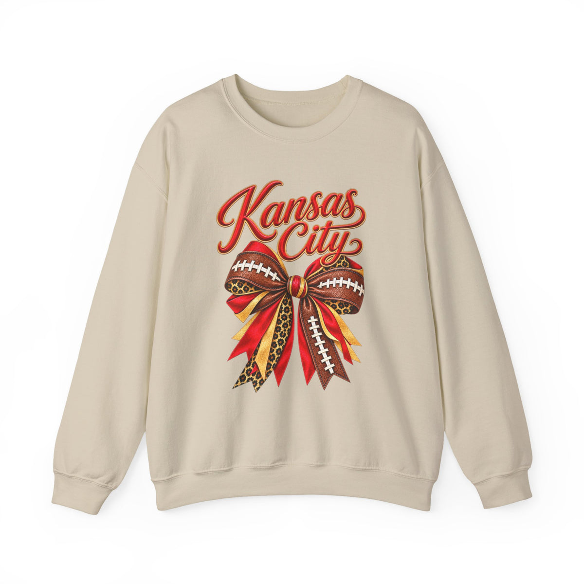 Women Kansas City Football Ribbon Crewneck Sweatshirt