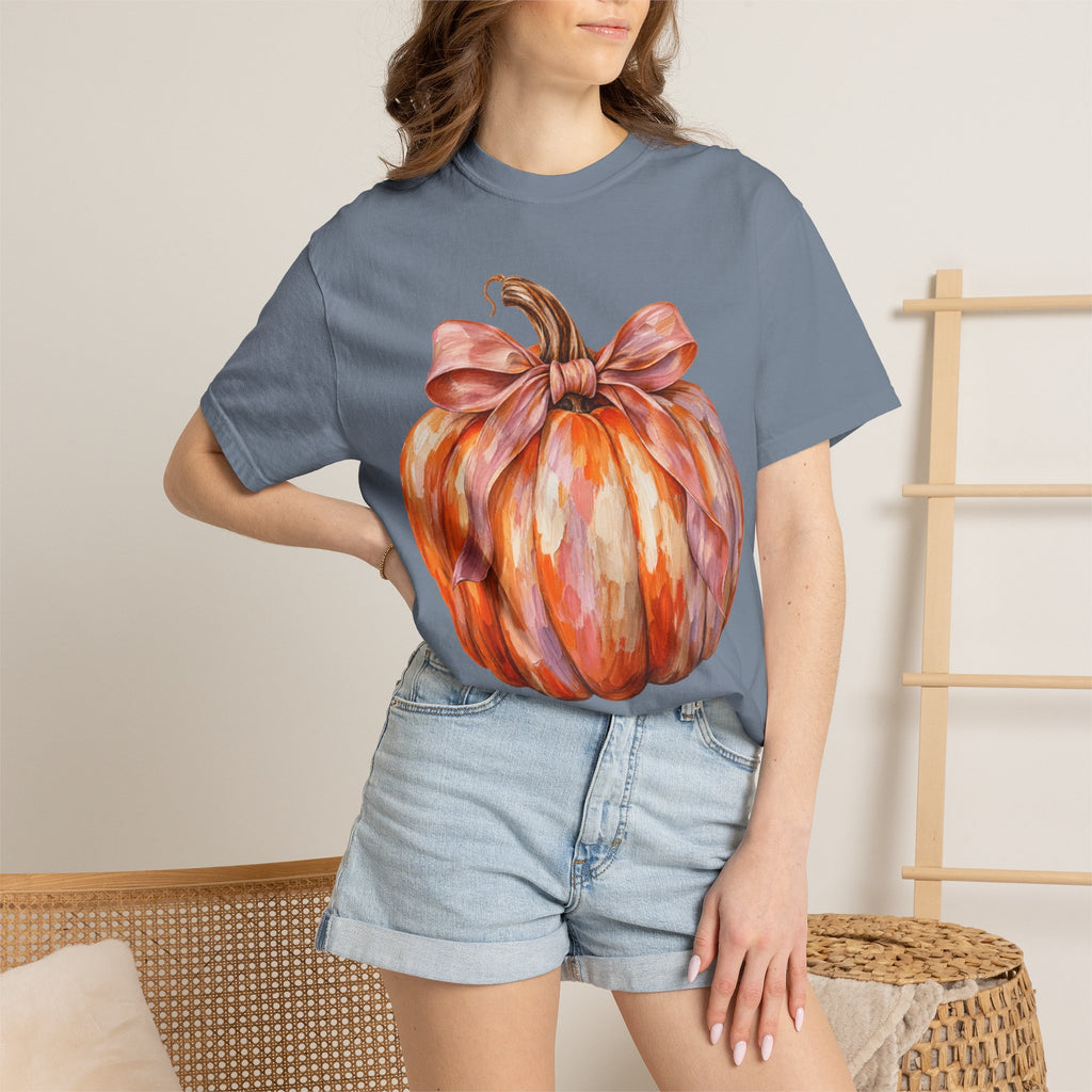Women Comfort Colors Watercolor Pumpkin T-Shirt
