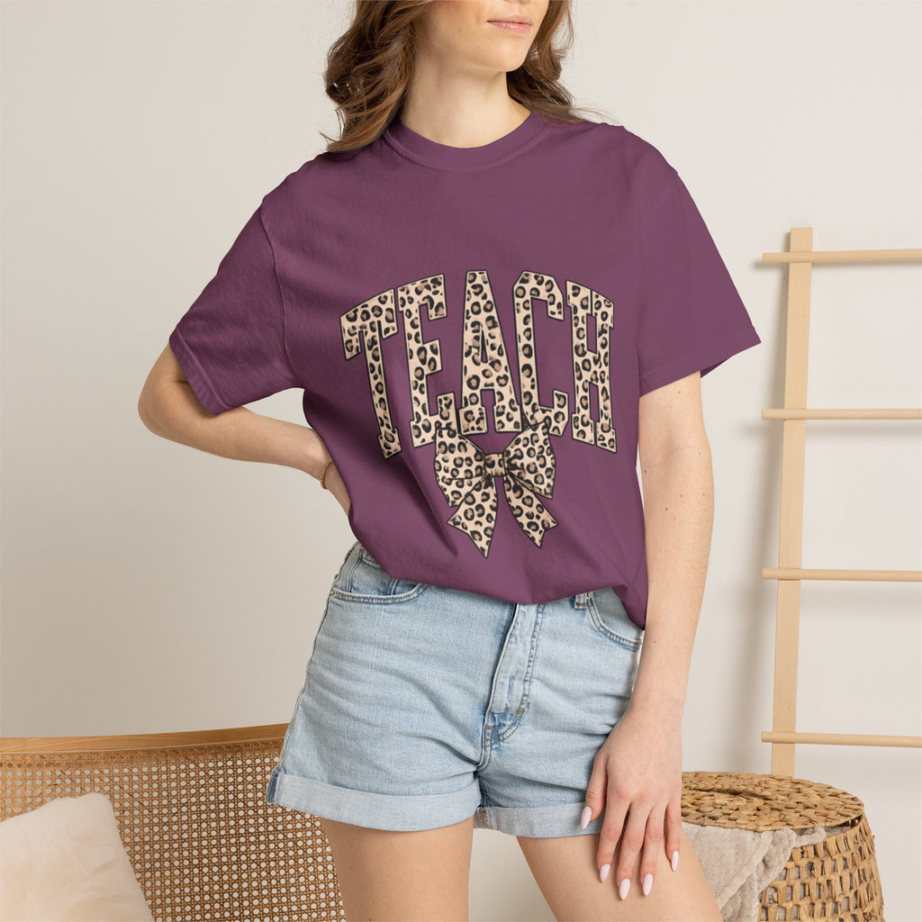 Teacher Leopard Print Bow T-Shirt