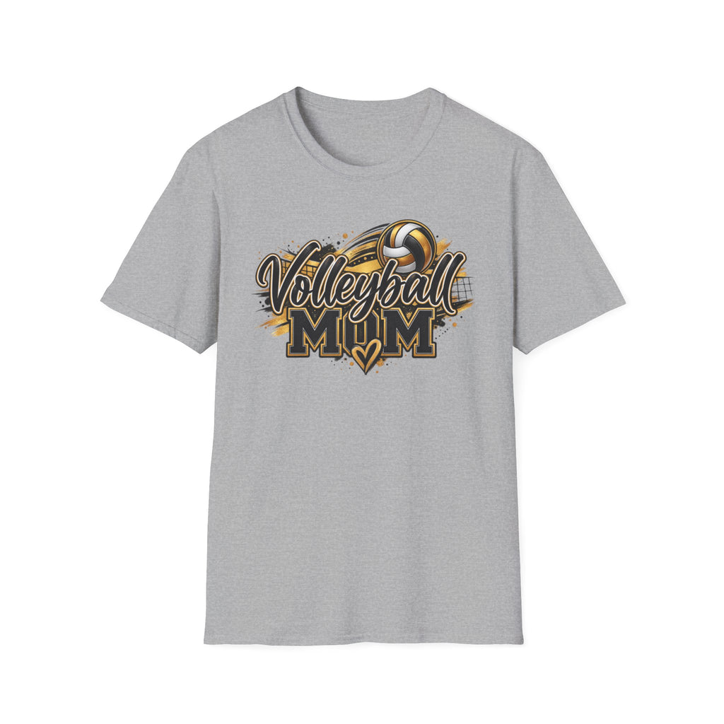 Custom Volleyball Mom T-Shirt — Bold Gold & Black Volleyball Graphic