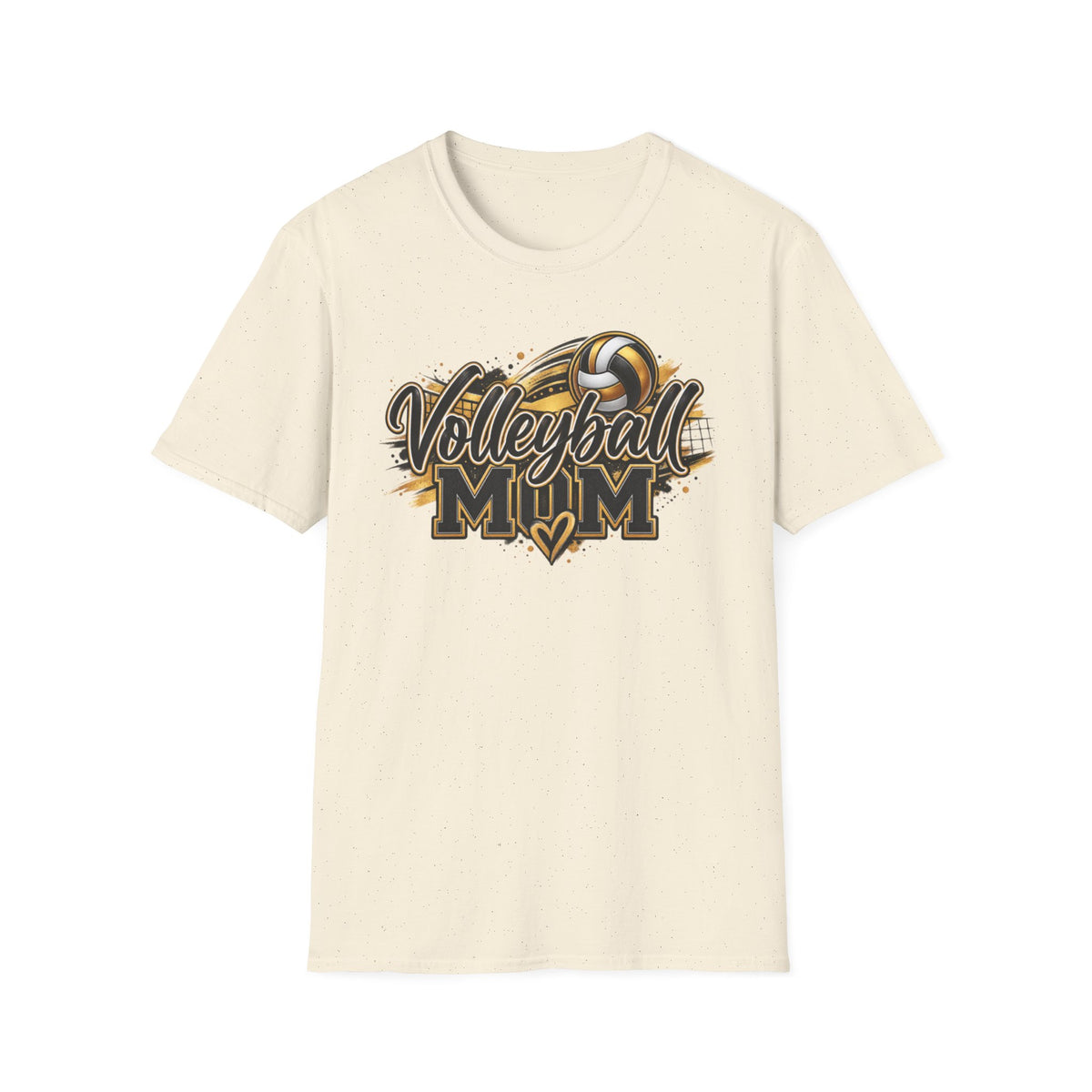 Custom Volleyball Mom T-Shirt — Bold Gold & Black Volleyball Graphic