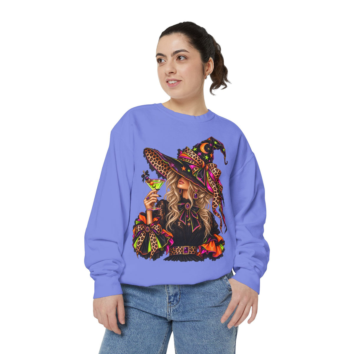 Witchy Halloween Sweatshirt — Colorful Boho Witch Graphic