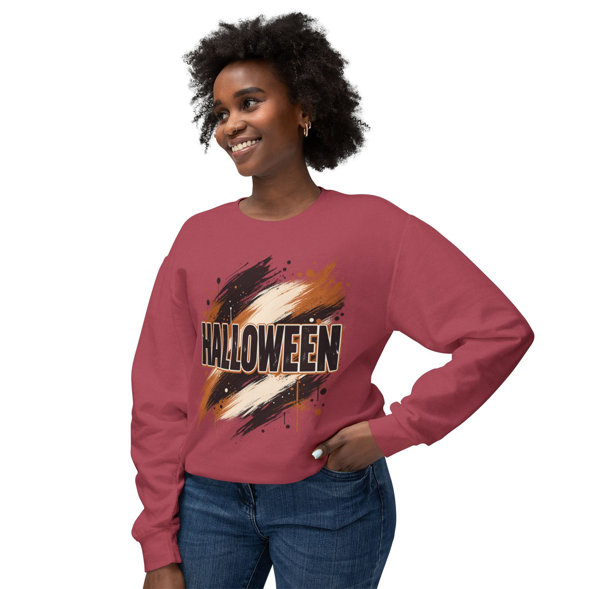 Women Comfort Colors Halloween Graphic Sweatshirt — Brush Stroke Script Design