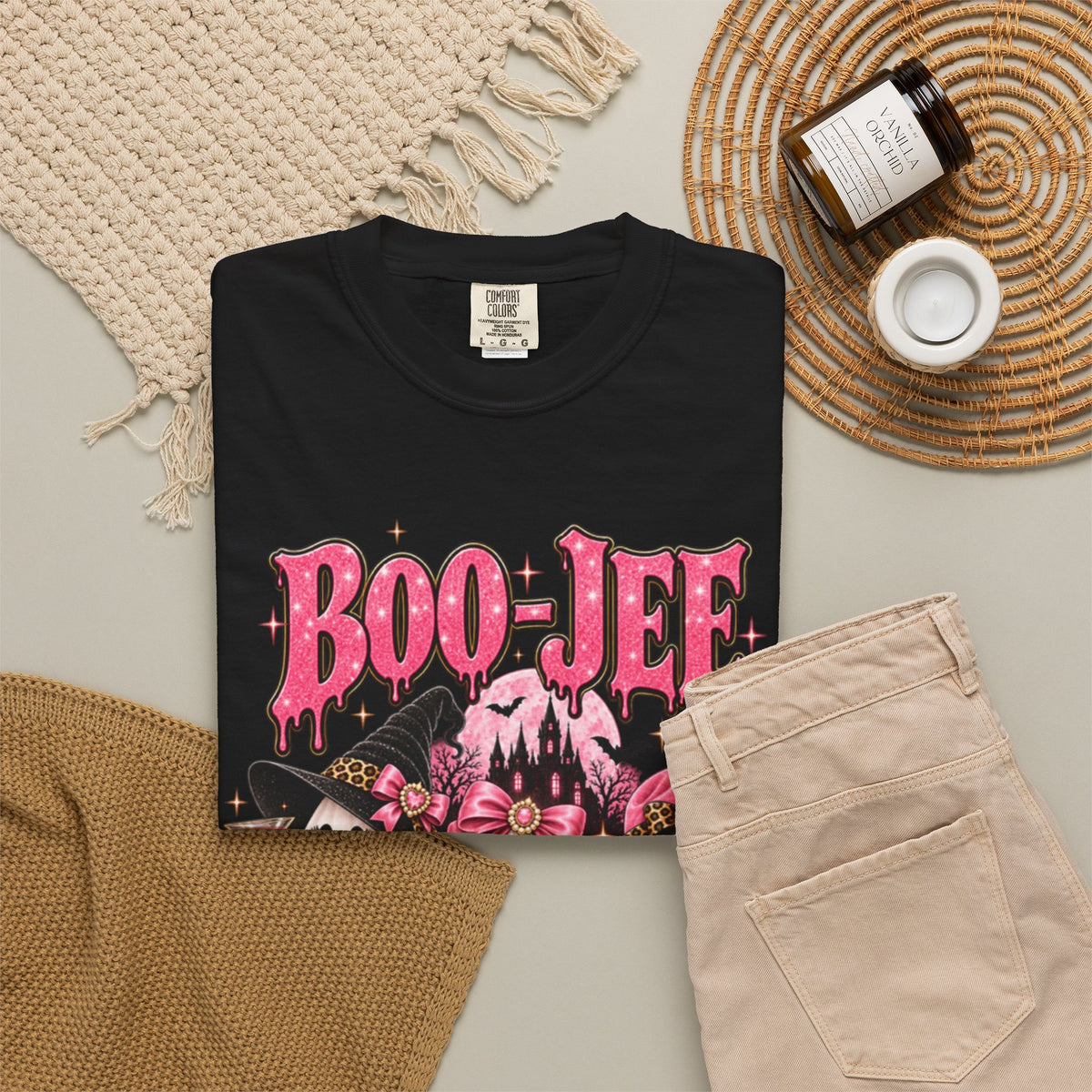 Women Comfort Colors Boo-Jee Halloween Ghost Trio T-Shirt