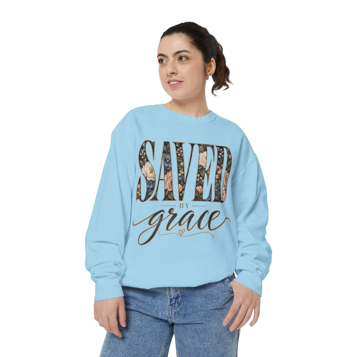 Women Saved by Grace Faith-Inspired Sweatshirt- Comfort Colors
