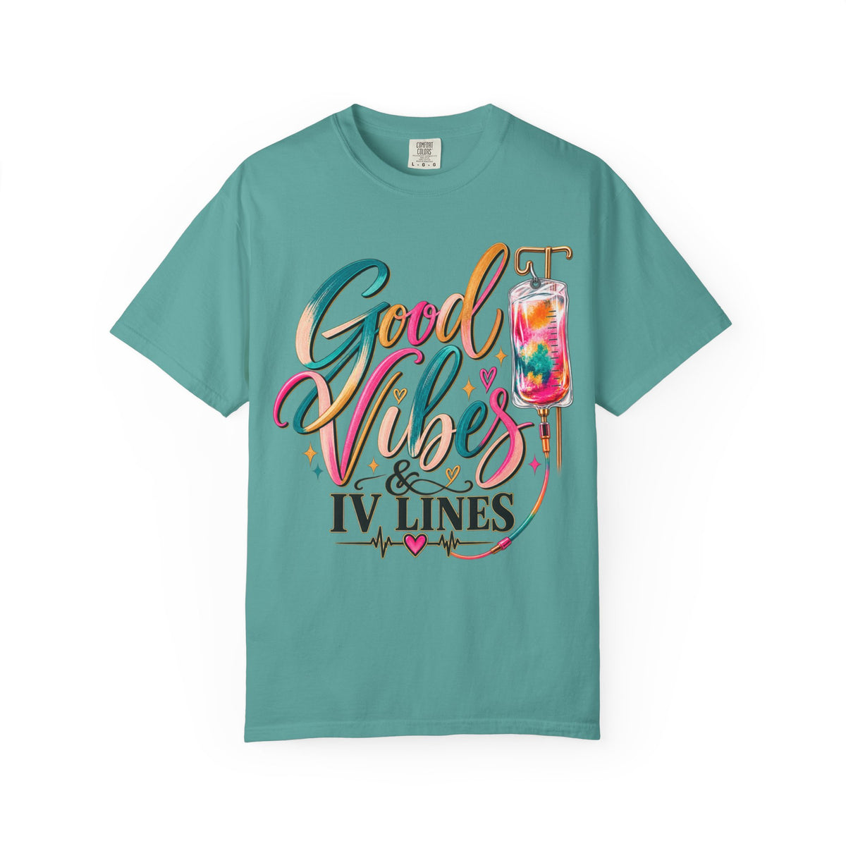 Women Comfort Colors Good Vibes & IV Lines T-Shirt