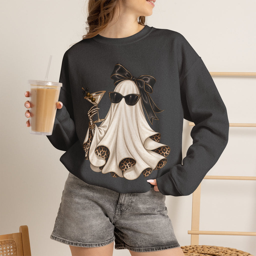 Chic Ghost with Martini Crewneck Sweatshirt