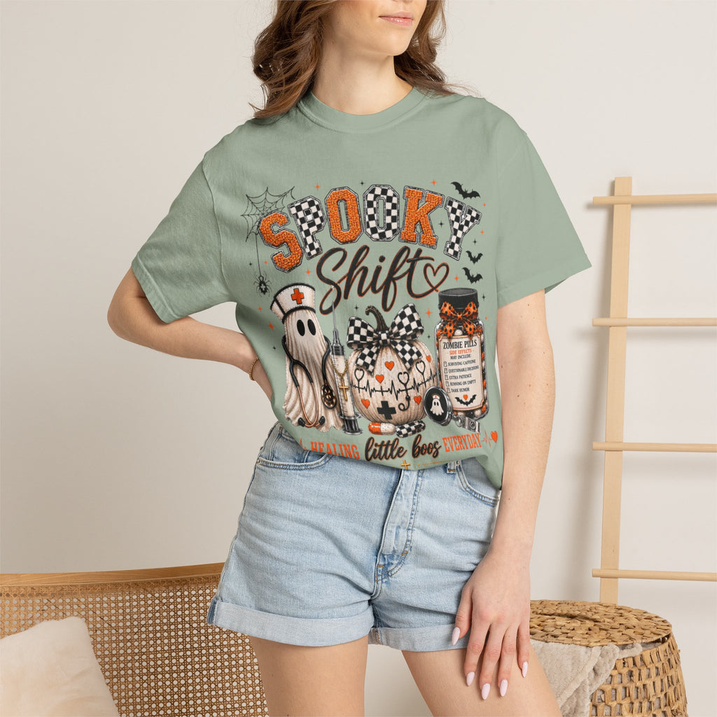 Women Comfort Colors Spooky Nurse Halloween T-Shirt