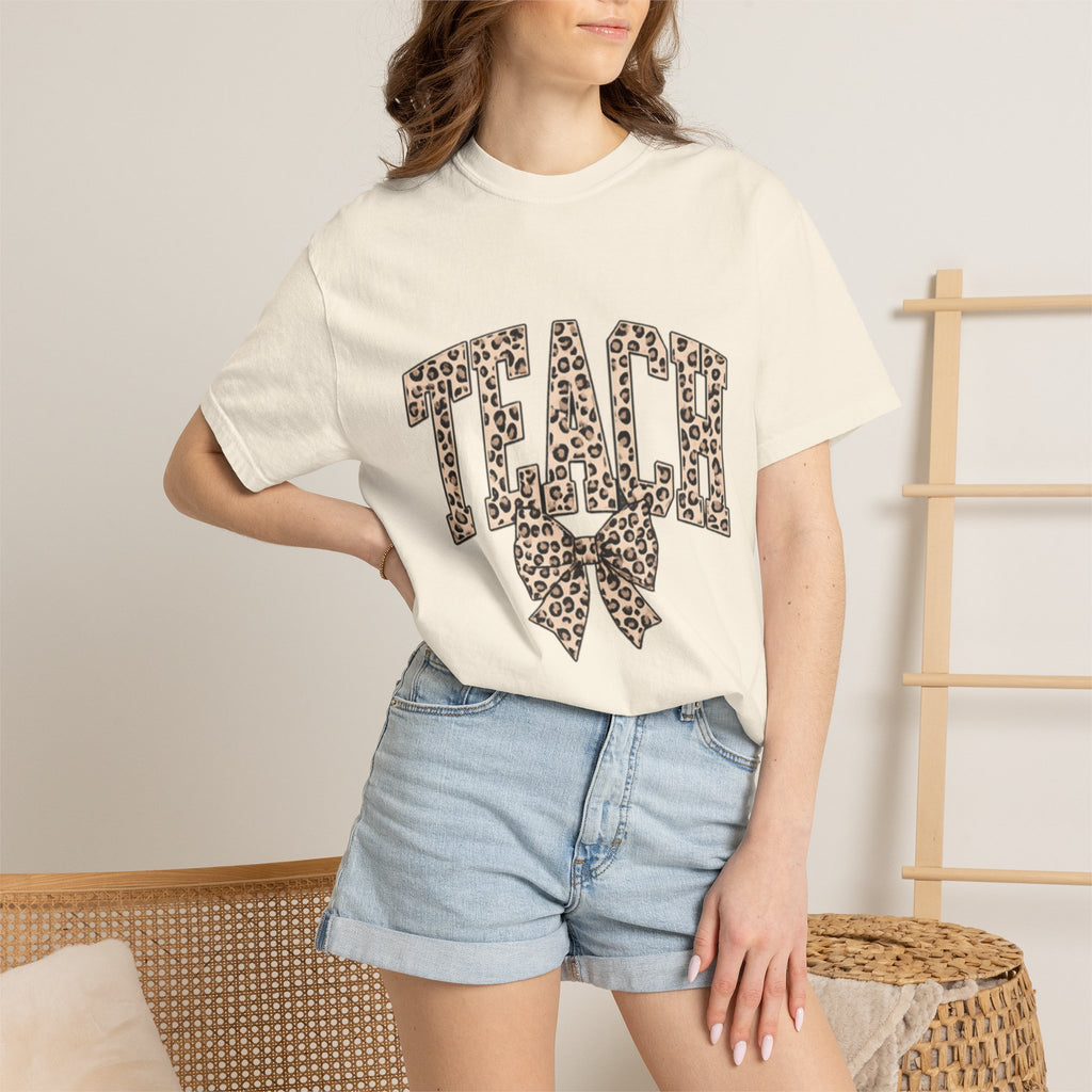 Teacher Leopard Print Bow T-Shirt