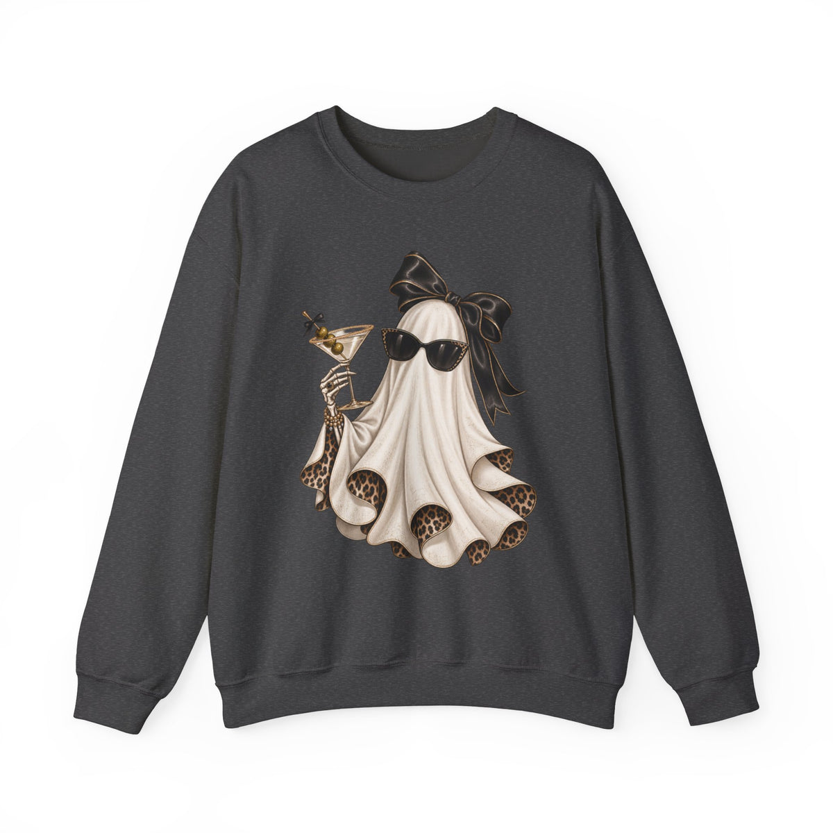 Chic Ghost with Martini Crewneck Sweatshirt