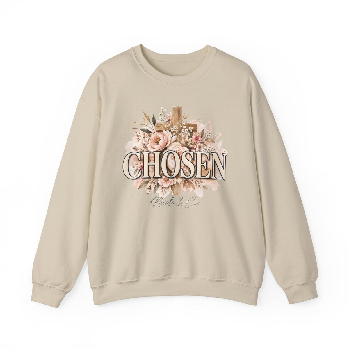 Women Chosen Floral Cross Crewneck Sweatshirt