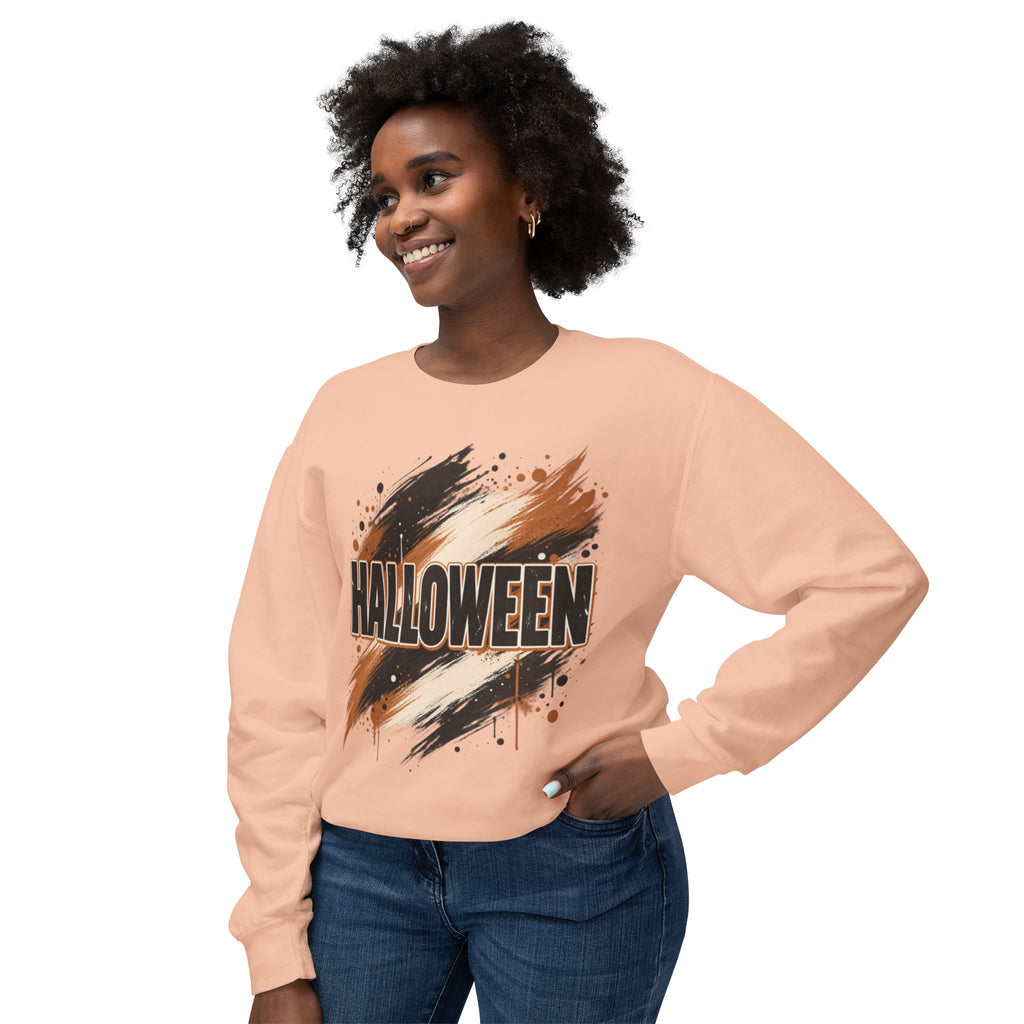 Women Comfort Colors Halloween Graphic Sweatshirt — Brush Stroke Script Design