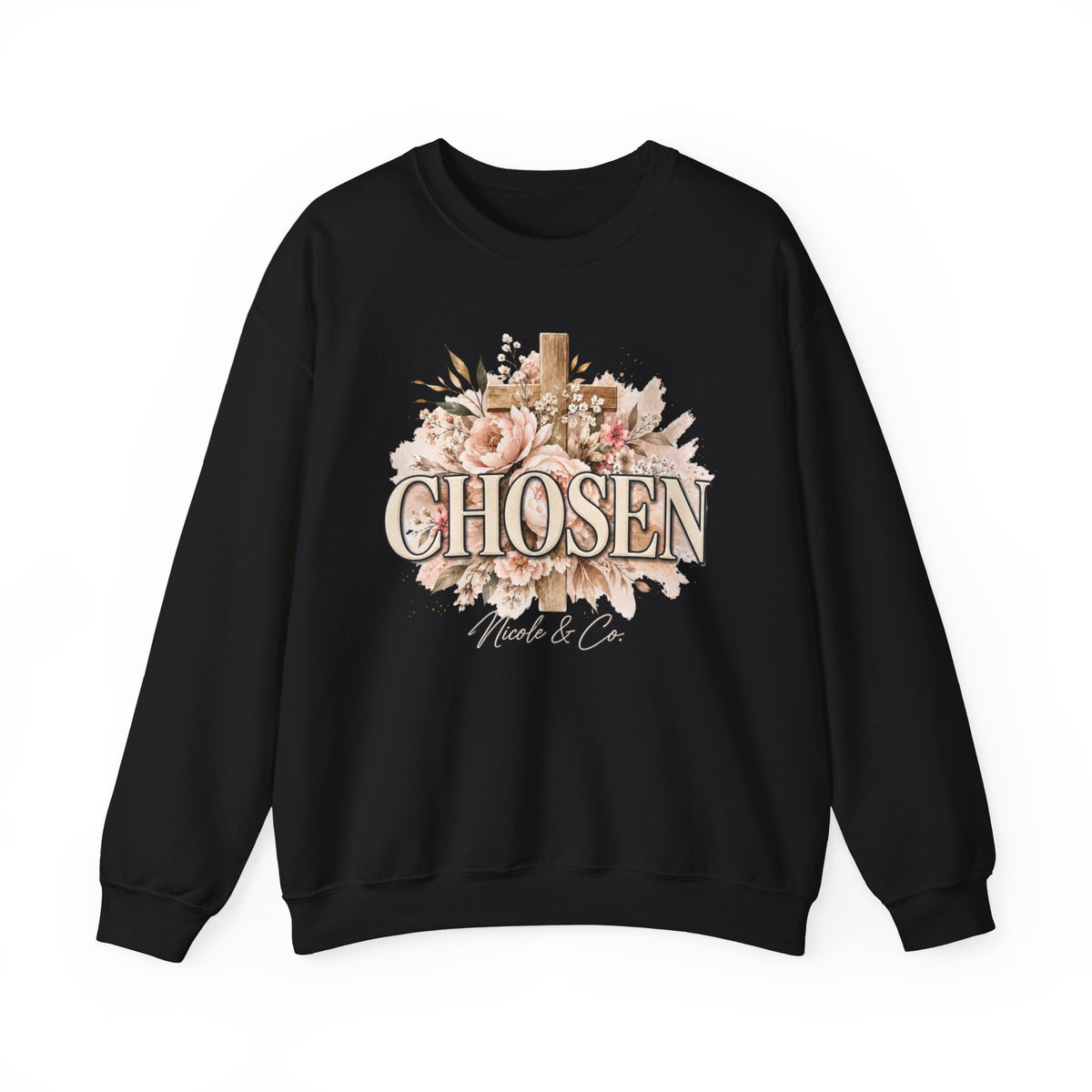 Women Chosen Floral Cross Crewneck Sweatshirt