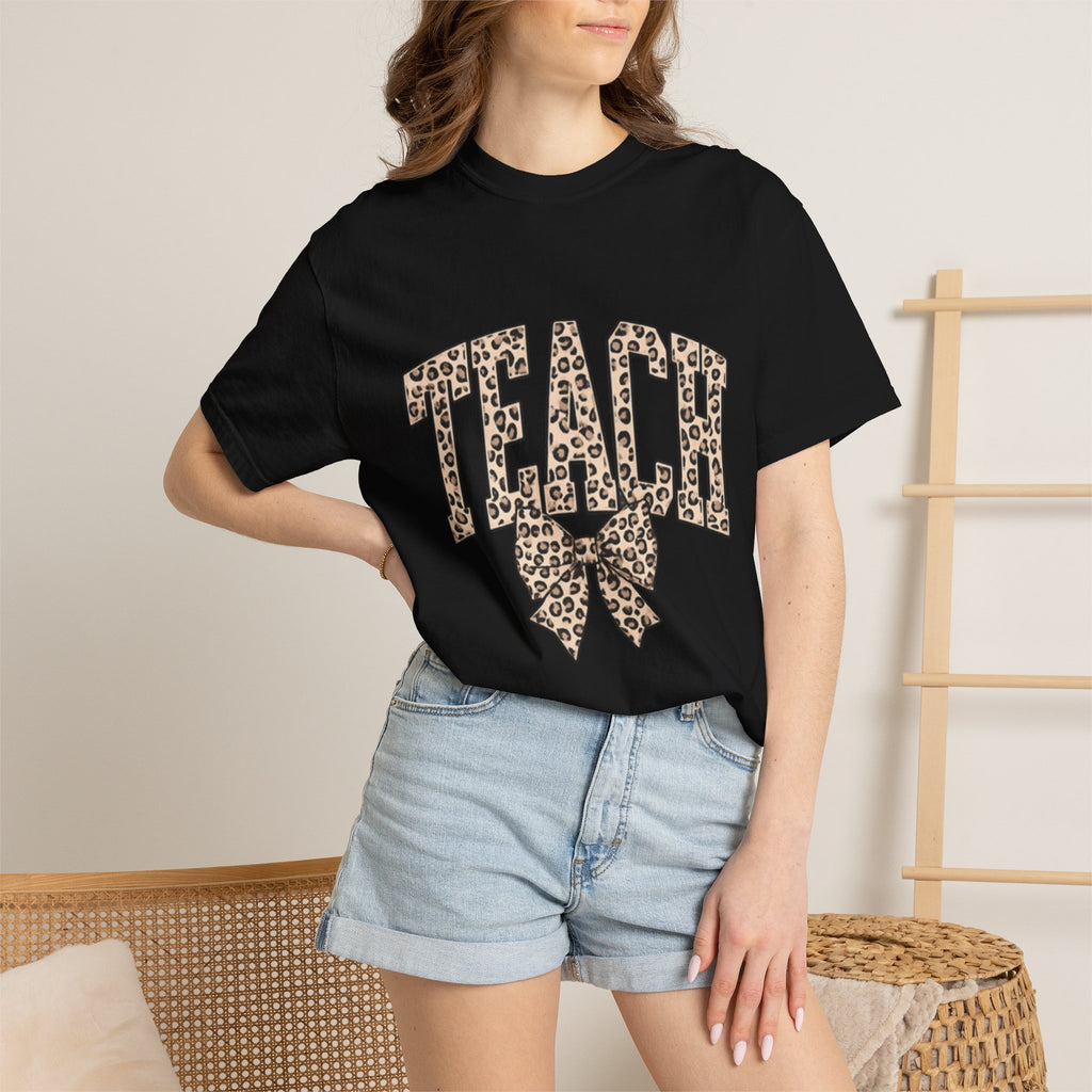Teacher Leopard Print Bow T-Shirt