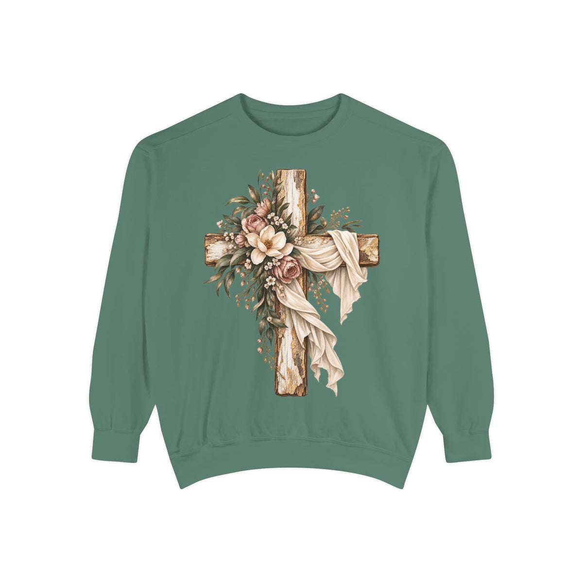 Floral Cross Christian Sweatshirt- Comfort Colors