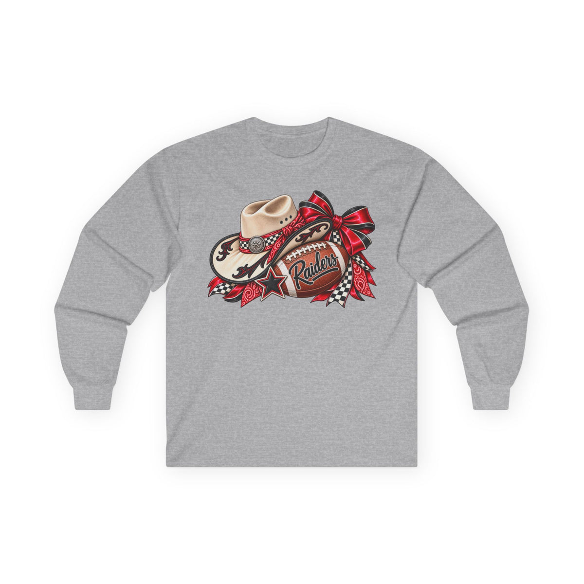 Women Cowboy Western Football Long Sleeve Tee