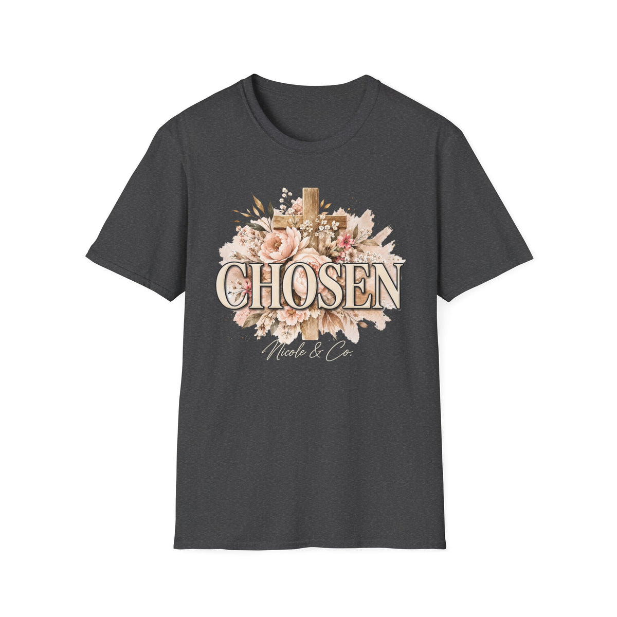 Women Chosen Floral Cross T-Shirt