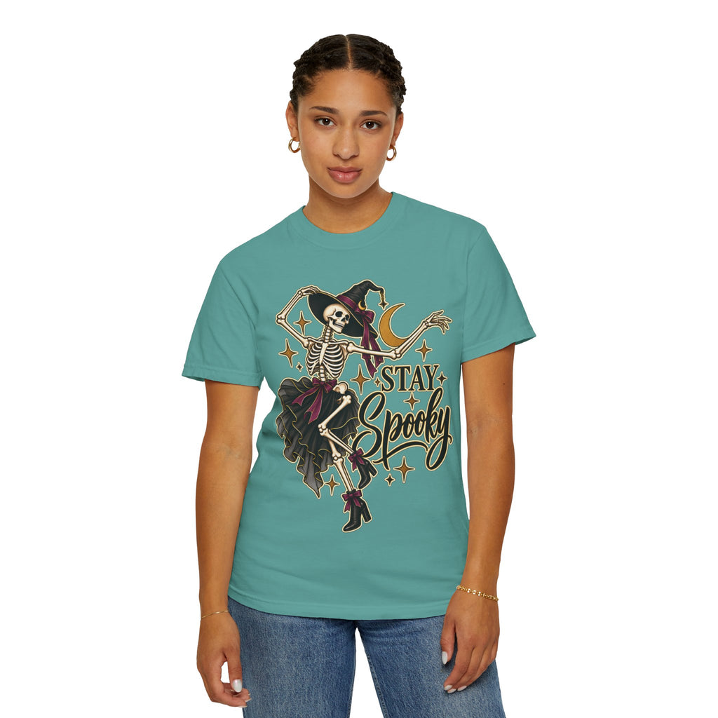 Women Comfort Colors Stay Spooky Skeleton Witch T-Shirt