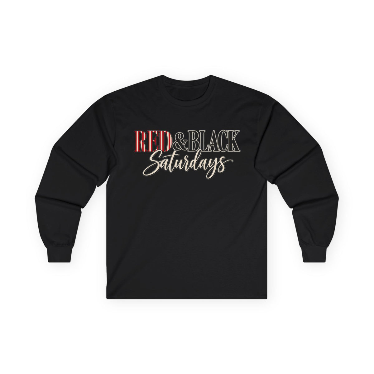 Women Red & Black Saturdays Long Sleeve Tee