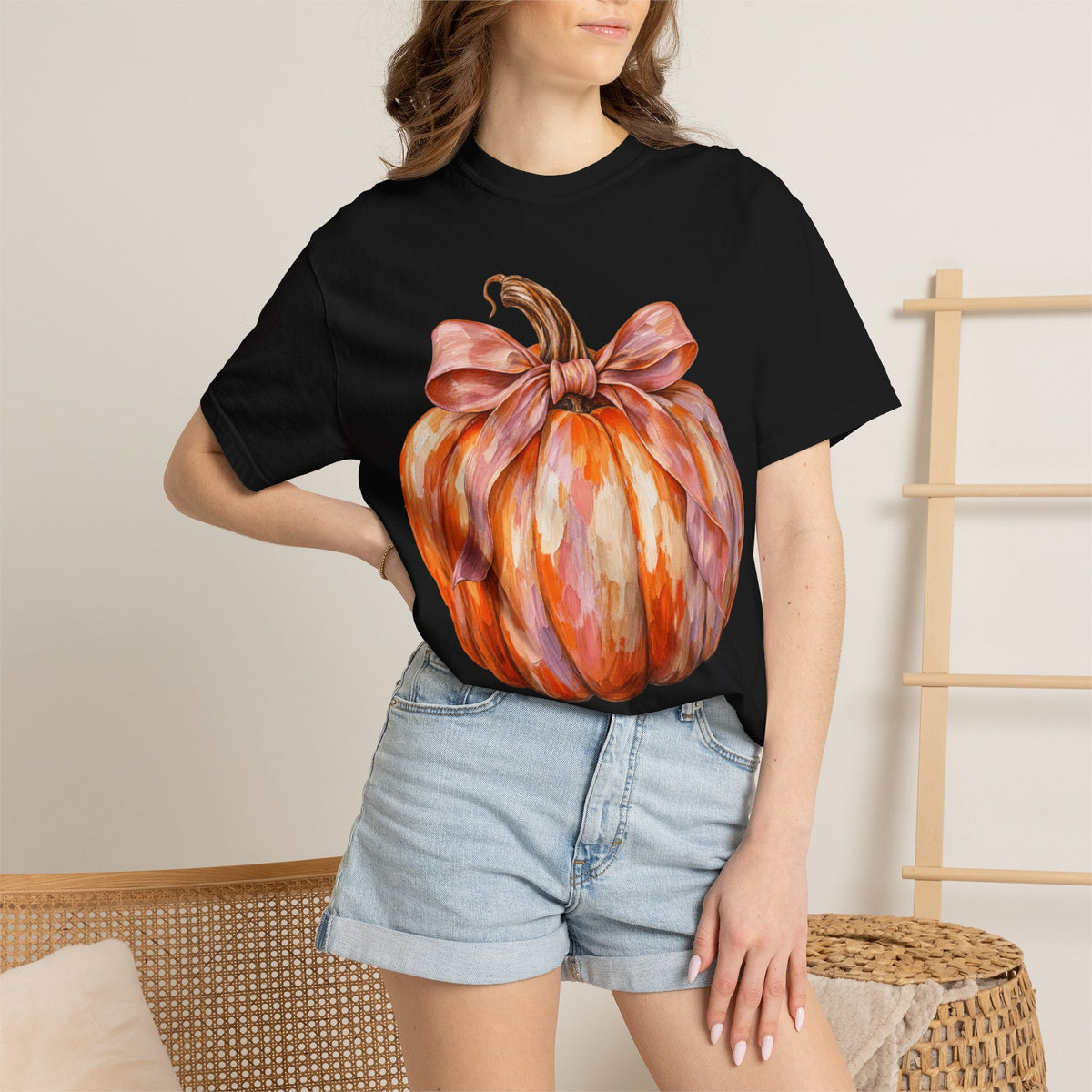 Women Comfort Colors Watercolor Pumpkin T-Shirt