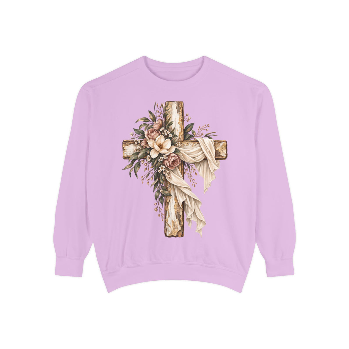 Floral Cross Christian Sweatshirt- Comfort Colors