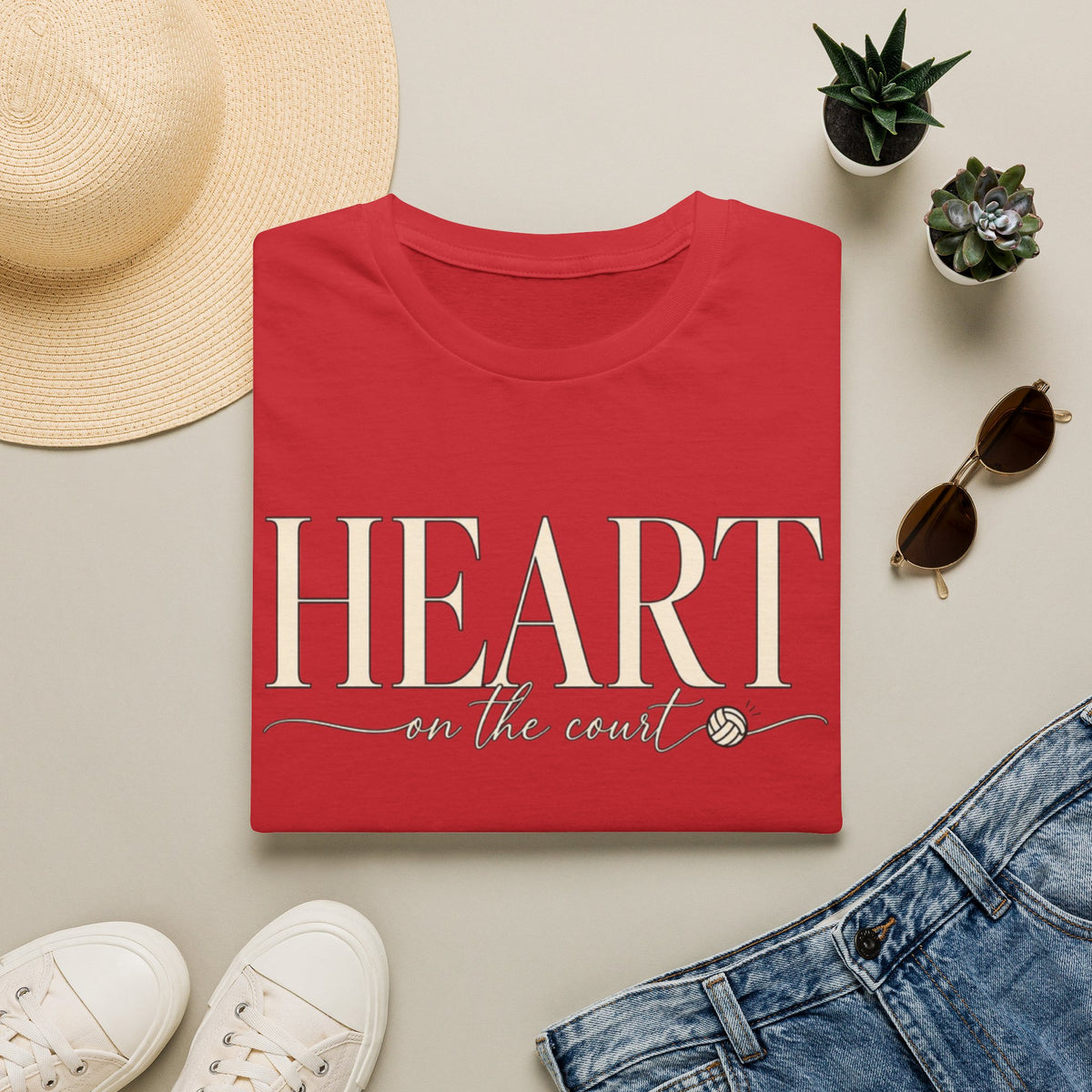 Women Heart on the Court Volleyball T-Shirt
