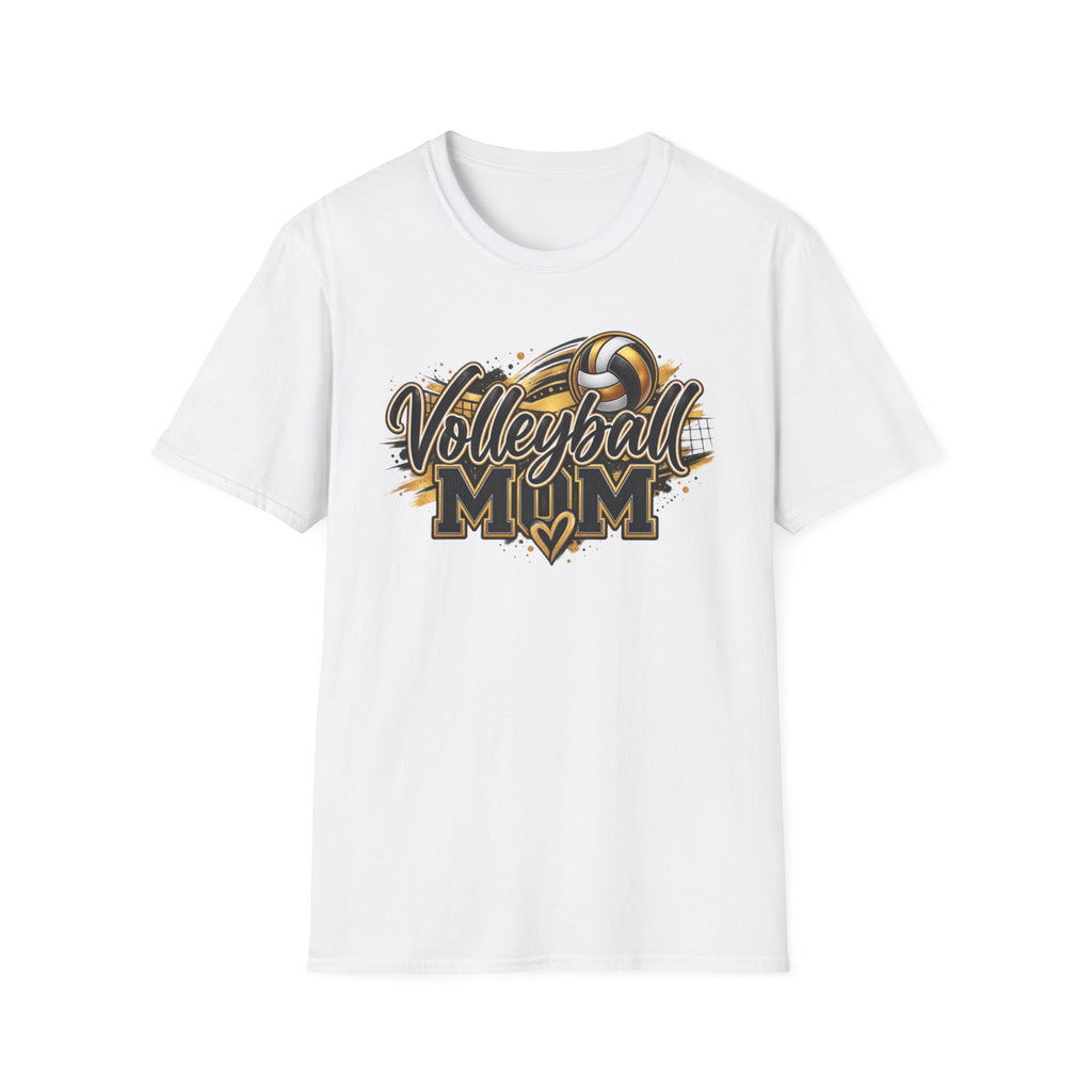 Custom Volleyball Mom T-Shirt — Bold Gold & Black Volleyball Graphic