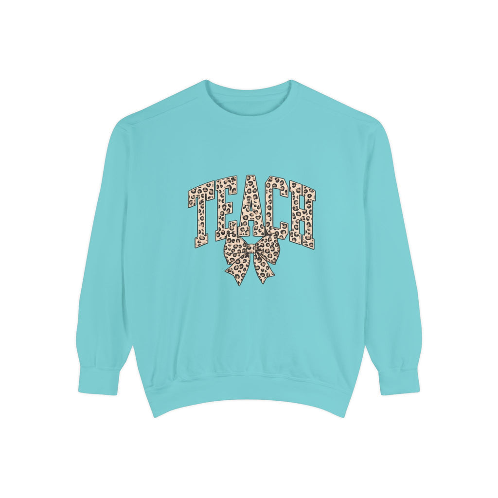 Teacher Leopard Print Bow Sweatshirt