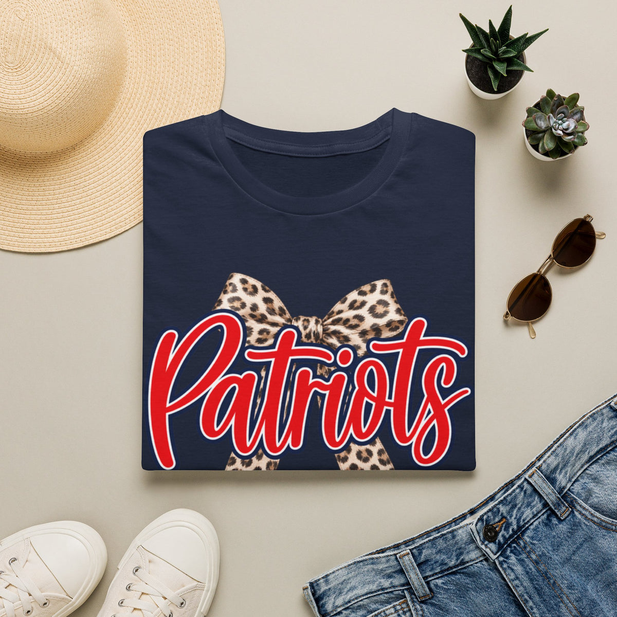 Women Patriots Leopard Bow T‑Shirt