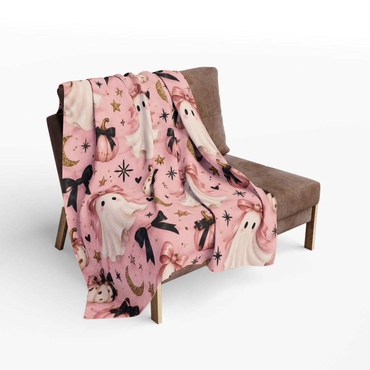 Pink Halloween Ghost Fleece Blanket