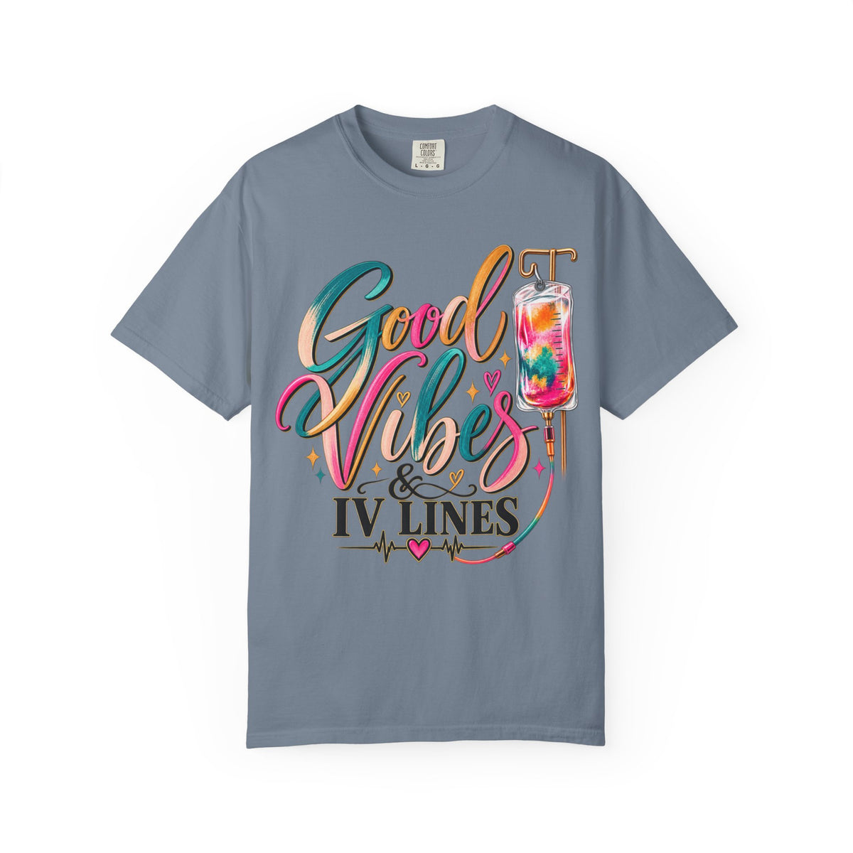 Women Comfort Colors Good Vibes & IV Lines T-Shirt