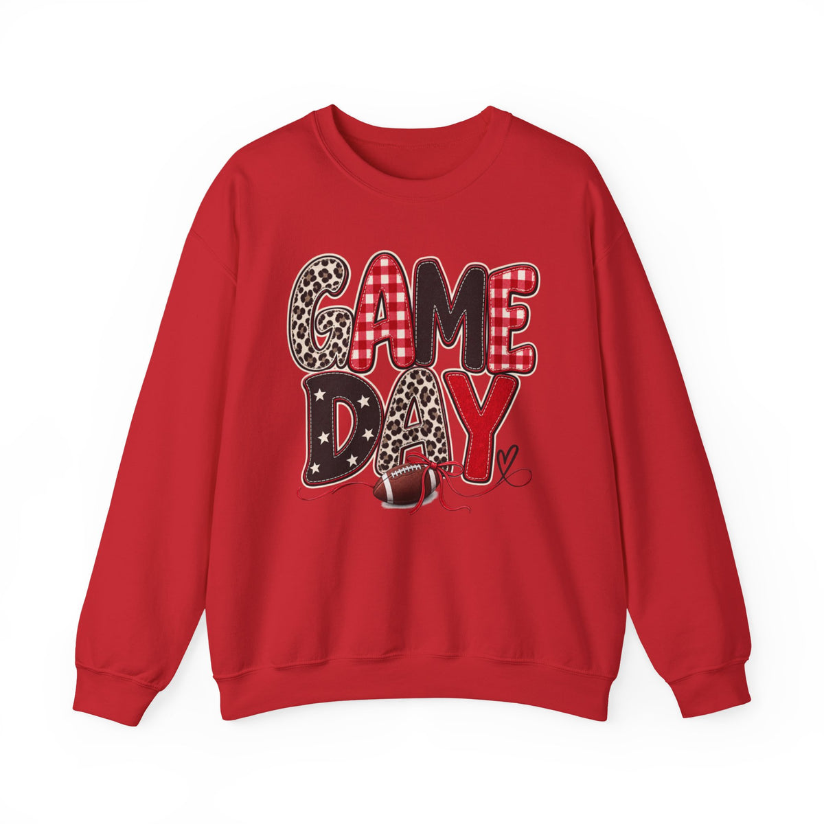 Women Red and Black Game Day Crewneck Sweatshirt