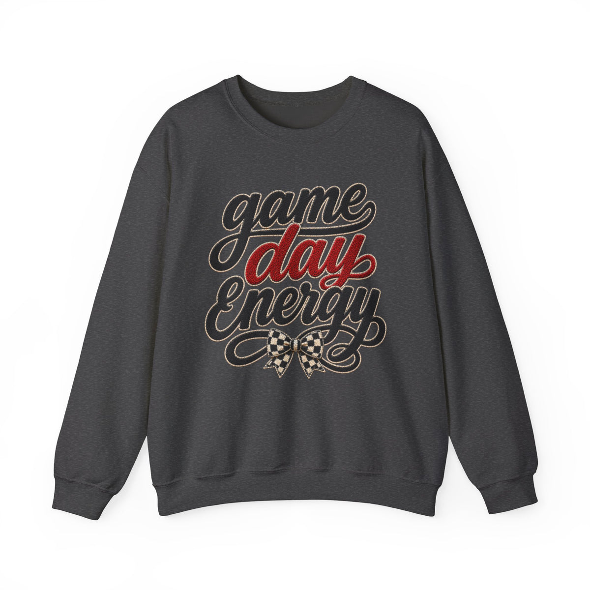 Women "Game Day Energy" Retro Script with Checkered Bow
